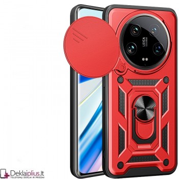 5in1 smūgiams atsparus dėklas su žiedu ir kameros apsauga - raudonas (Xiaomi 14 Ultra)